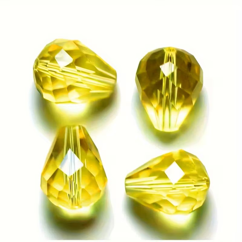 Margele sticla fatetate lacrima 5x7mm galben