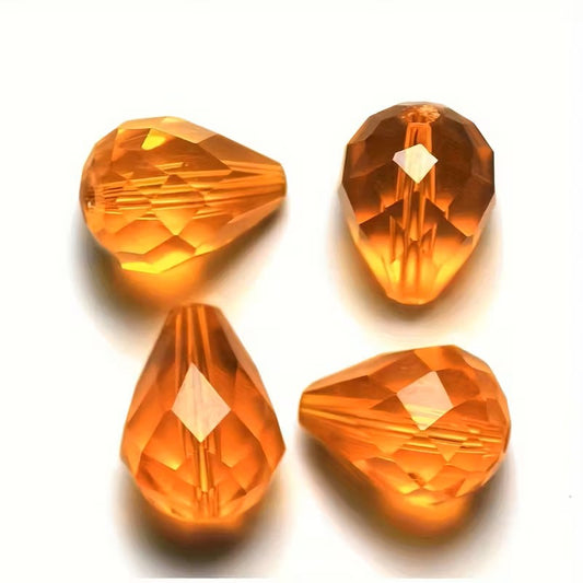 Margele sticla fatetate lacrima 5x7mm portocaliu