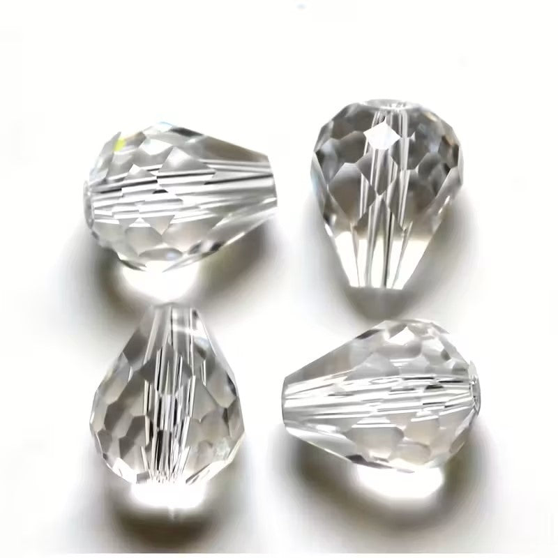 Margele sticla fatetate lacrima 5x7mm transparent