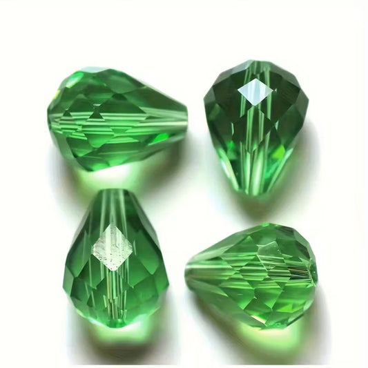 Margele sticla fatetate lacrima 5x7mm verde