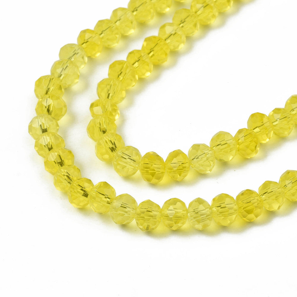 Margele sticla fatetate rondele 4mm galben lamaie