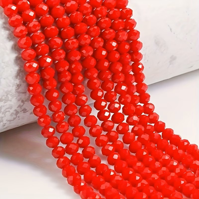 Margele sticla fatetate rondele 4mm rosu mat
