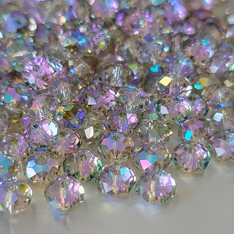 Margele sticla fatetate rondele 4mm transparent efect mov