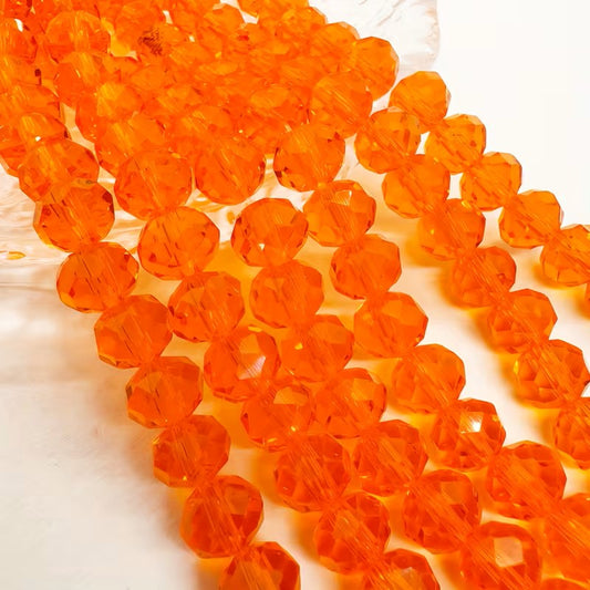 Margele sticla fatetate rondele 6mm portocaliu