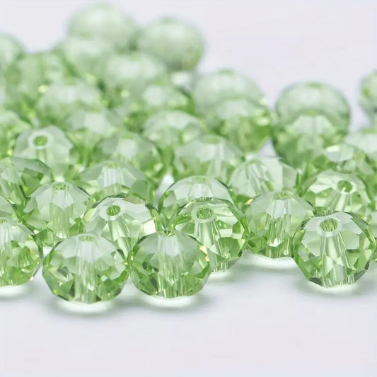 Margele sticla fatetate rondele 6mm verde deschis