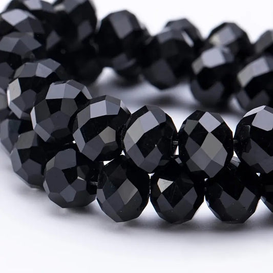 Margele sticla fatetate rondele 8mm negru