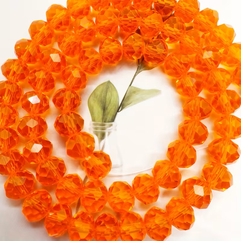 Margele sticla fatetate rondele 8mm portocaliu