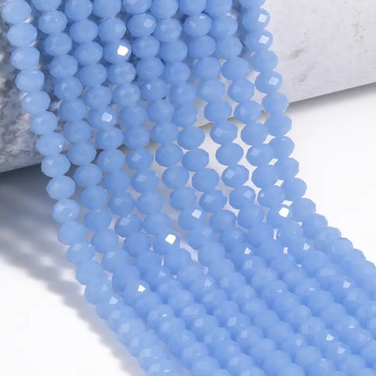 Margele sticla fatetate rondele 4mm albastru inchis mat