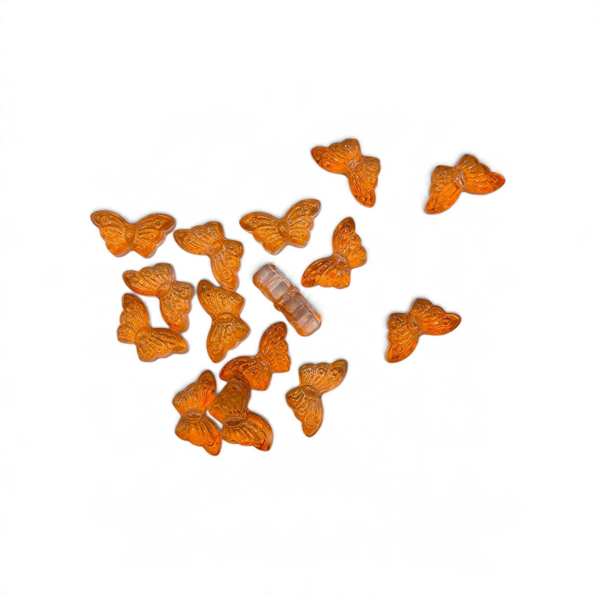 Margele sticla fluture 8x15mm portocaliu