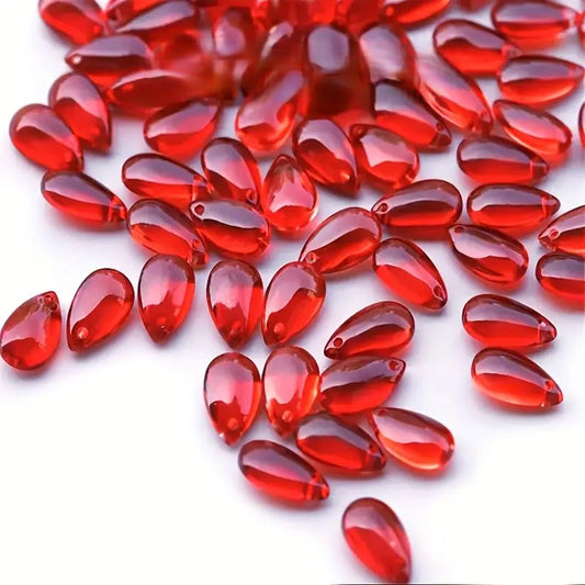 Margele sticla picatura 14x8mm rosu