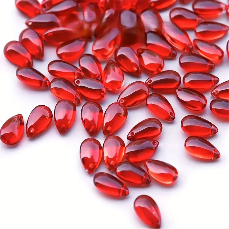 Margele sticla picatura 14x8mm rosu