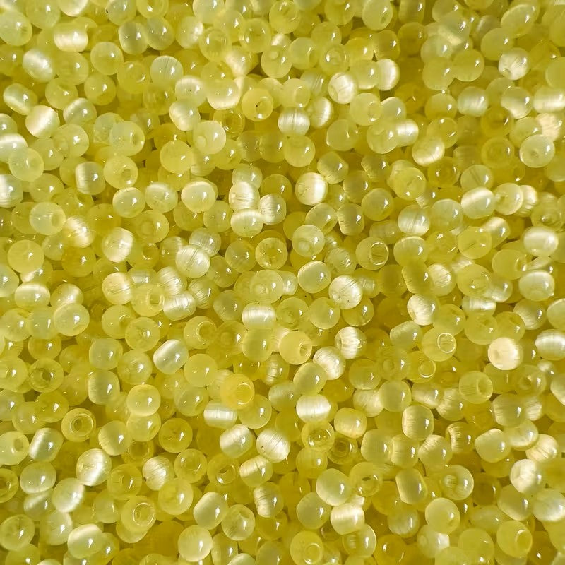 Margele sticla ochi de pisica 4mm galben