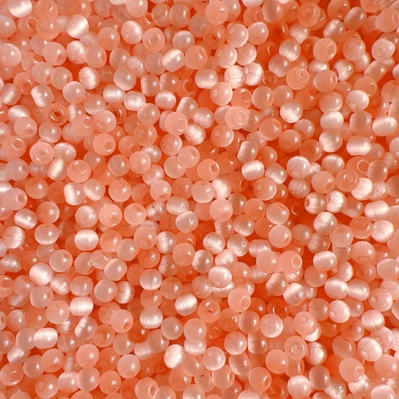 Margele sticla ochi de pisica 4mm roz somon