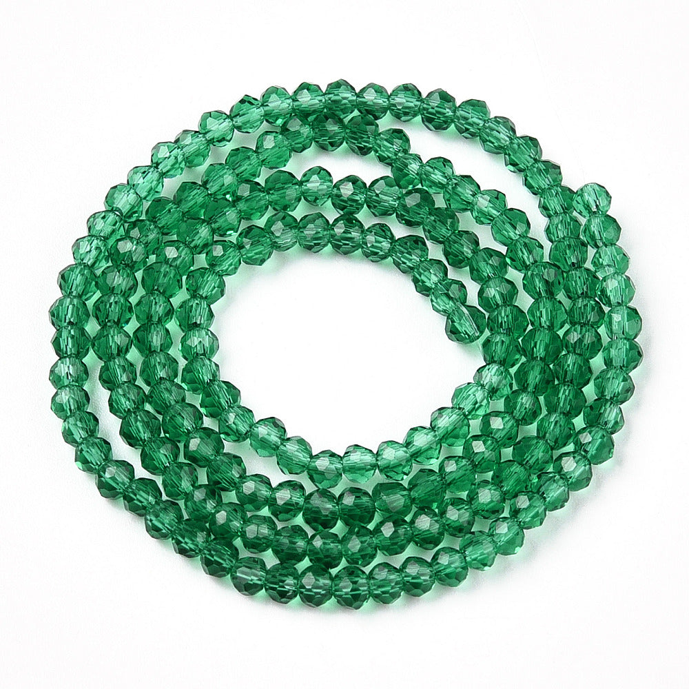 Margele sticla fatetate rondele 4mm verde smarald