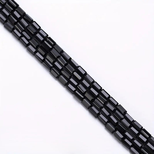Margele sticla tub fatetate 2x4mm negru