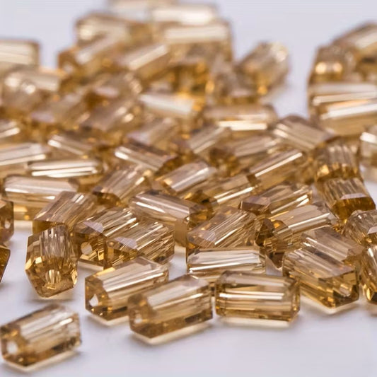 Margele sticla tub fatetate 2x4mm sampanie