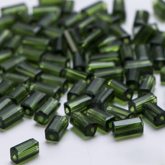 Margele sticla tub fatetate 2x4mm verde