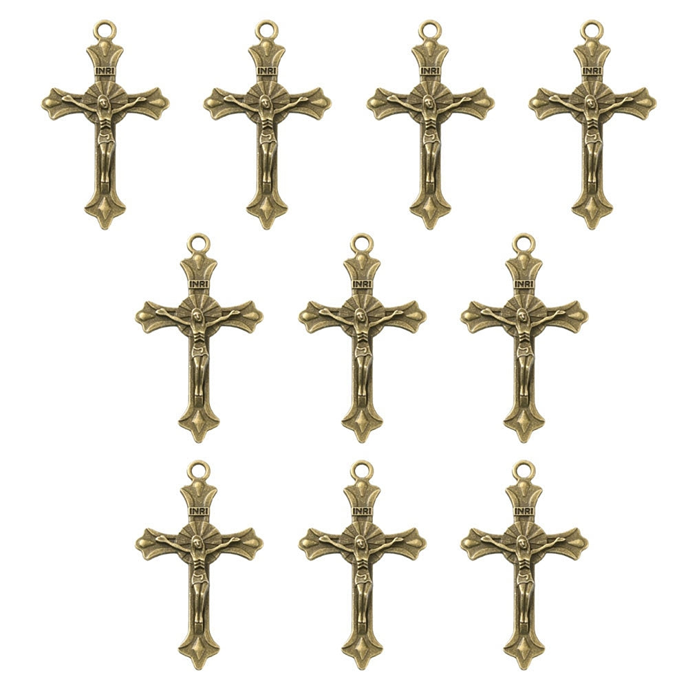 Pandantiv cruce 37x21mm bronz