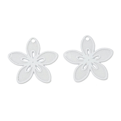 Pandantiv floare otel inoxidabil 13x14mm argintiu