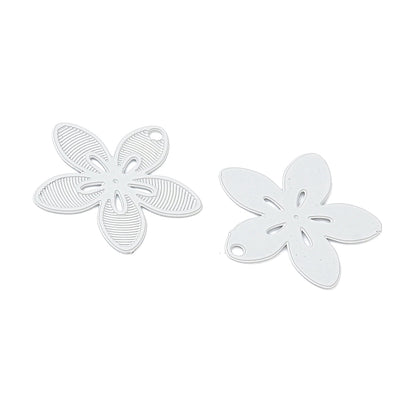 Pandantiv floare otel inoxidabil 13x14mm argintiu