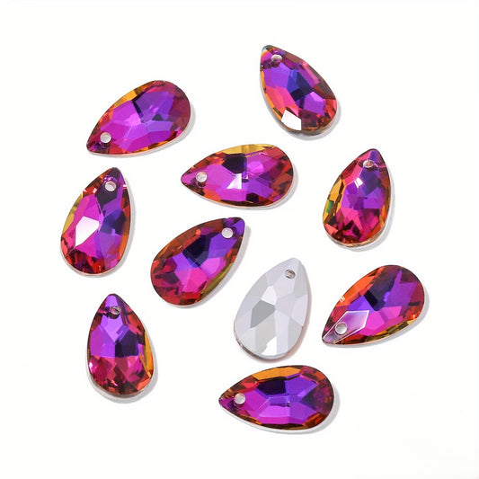 Pandantiv lacrima cristal 16x9mm fucsia