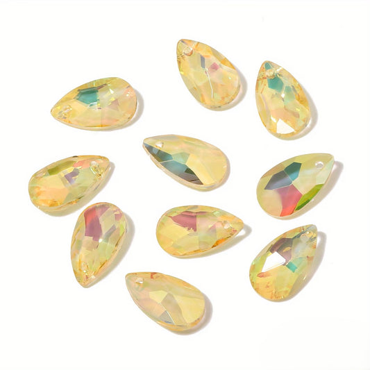 Pandantiv lacrima cristal 16x9mm galben