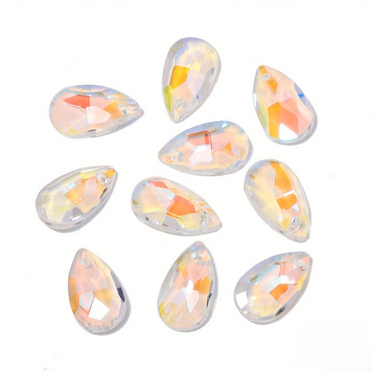 Pandantiv lacrima cristal 16x9mm galben efect AB