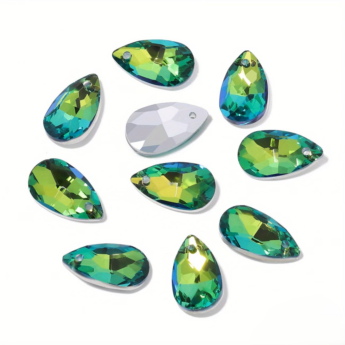 Pandantiv lacrima cristal 16x9mm verde
