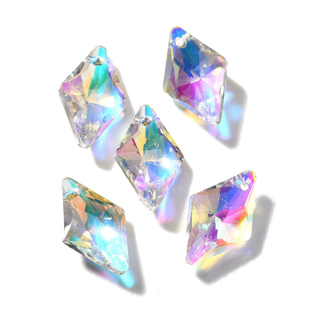 Pandantiv romb cristal 12x19mm efect AB