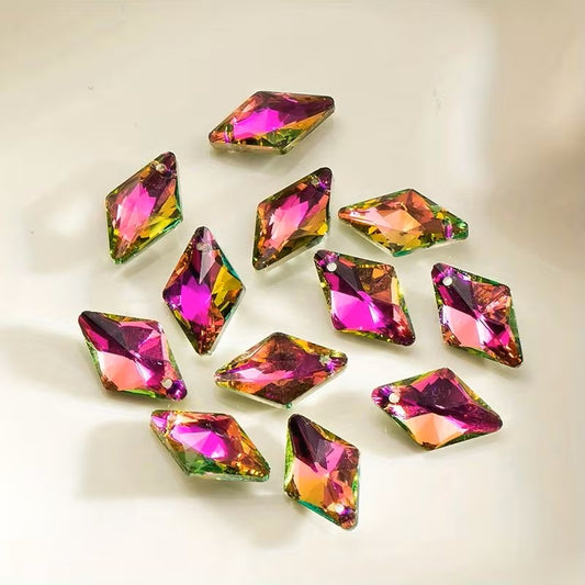 Pandantiv romb cristal 12x19mm fucsia