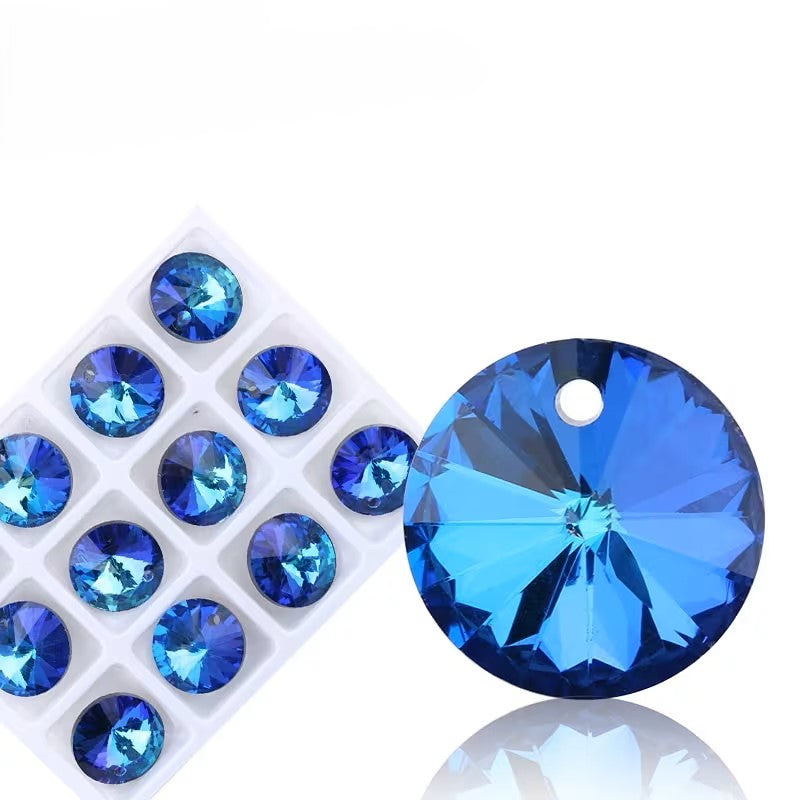 Pandantiv rotund cristal 14mm albastru