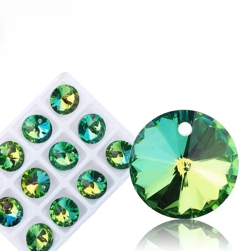 Pandantiv rotund cristal 14mm verde