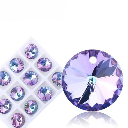 Pandantiv rotund cristal 14mm violet