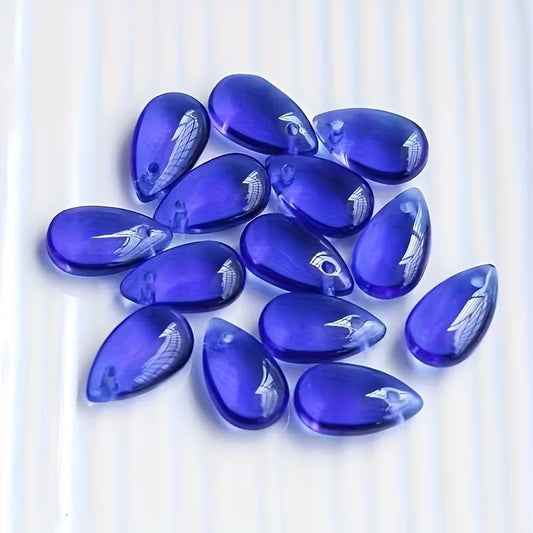 Pandantiv sticla picatura 14x8mm albastru