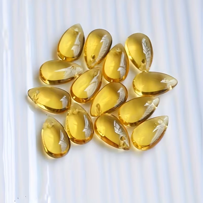 Pandantiv sticla picatura 14x8mm galben