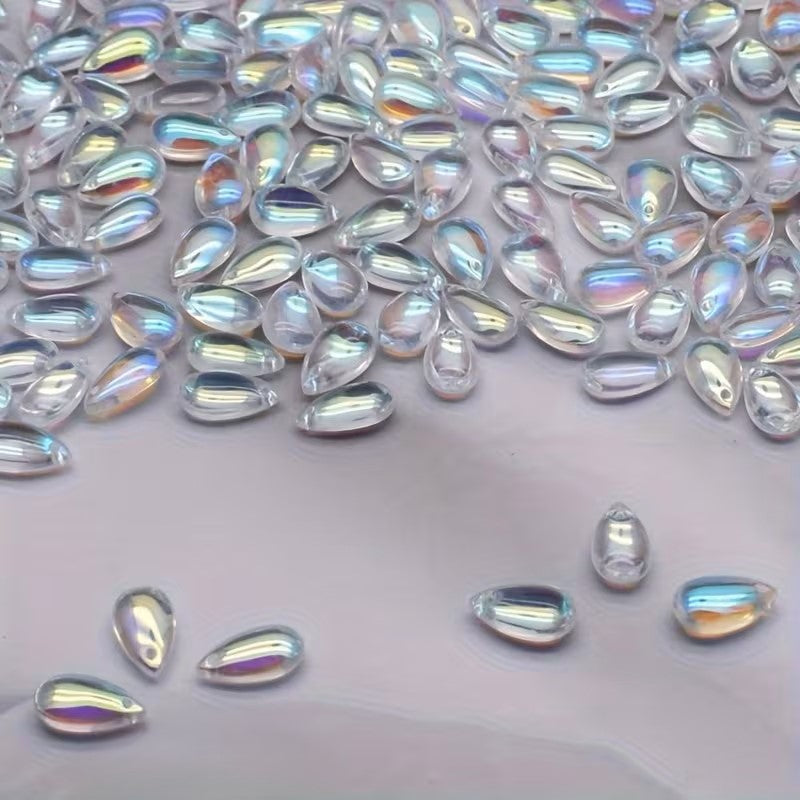 Pandantiv sticla picatura 14x8mm transparent efect AB