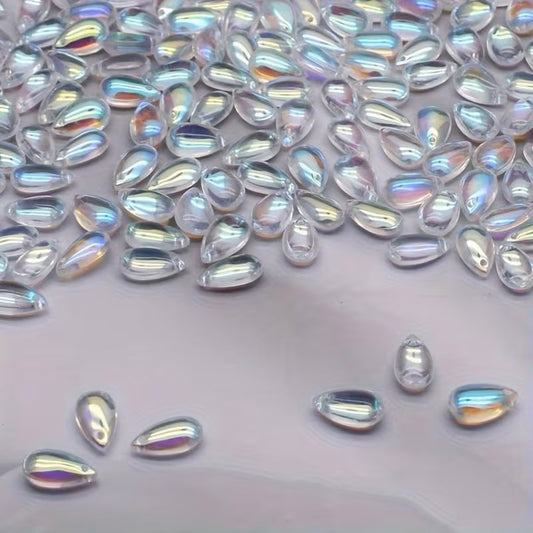 Pandantiv sticla picatura 14x8mm transparent efect AB