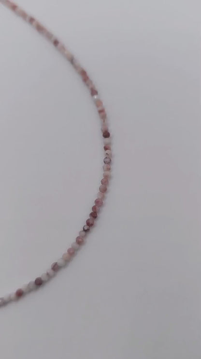 Choker Jasp alb-rosu