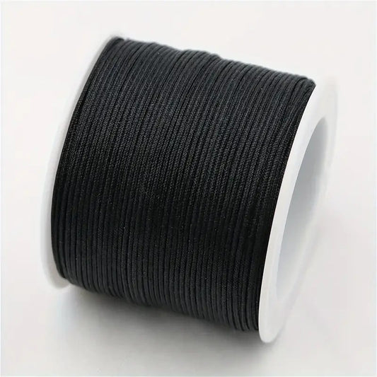 Snur Shamballa nylon negru 0.8mm rola 10m