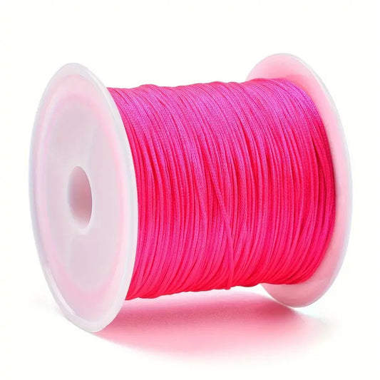 Snur Shamballa nylon roz neon 0.8mm rola 10m